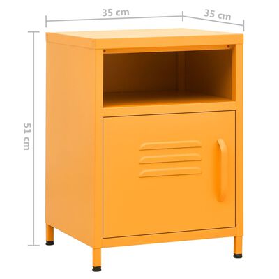 vidaXL Tables de chevet 2 pcs Jaune moutarde 35x35x51 cm Acier