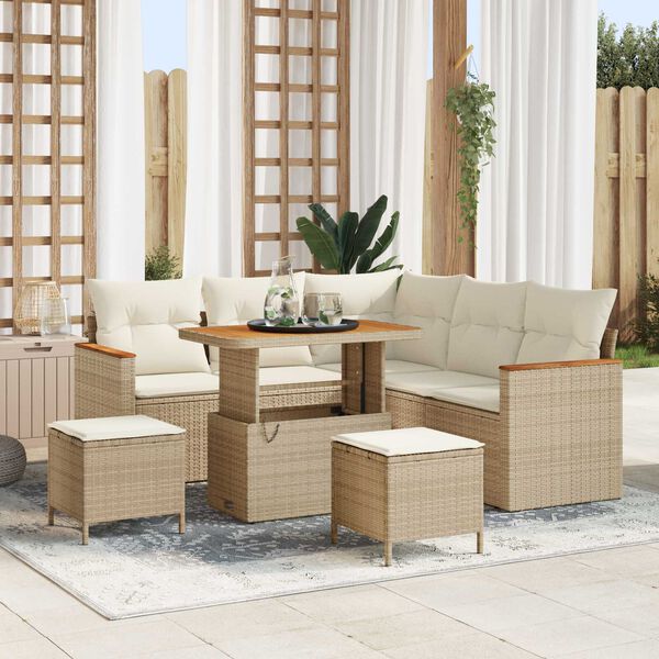 vidaXL Ensemble de canap&eacute; de jardin 8 pcs Beige Poly rotin