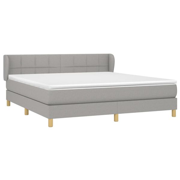 vidaXL Sommier &agrave; lattes de lit avec matelas Gris clair 180x200cm Tissu