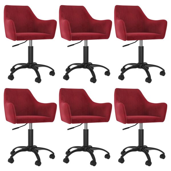 vidaXL Chaises pivotantes &agrave; manger lot de 6 Rouge bordeaux Velours