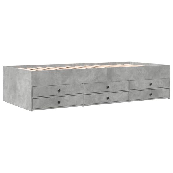vidaXL Lit de jour avec tiroirs sans matelas gris b&eacute;ton 75x190 cm
