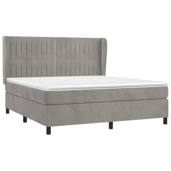 vidaXL Sommier &agrave; lattes de lit et matelas Gris clair 160x200cm Velours
