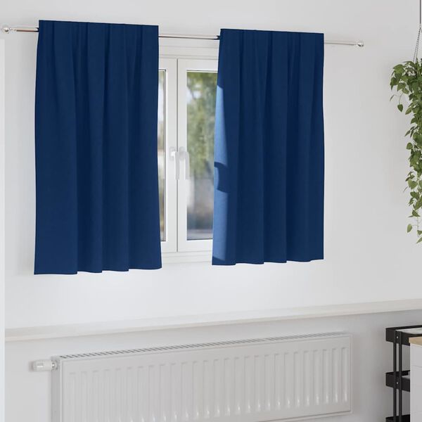 vidaXL Rideaux occultants avec anneaux 2 pcs Bleu fonc&eacute; 140 x 140 cm