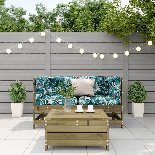 vidaXL Salon de jardin 3 pcs avec coussins bois de pin impr&eacute;gn&eacute;