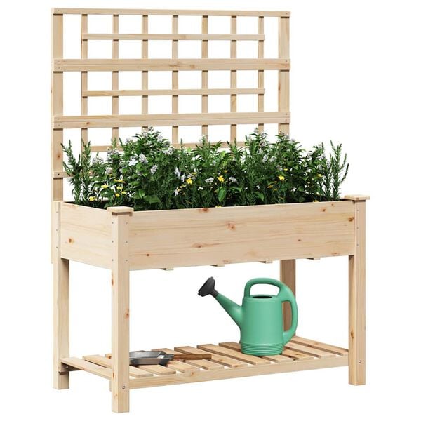 vidaXL Cache-pot de jardin avec &eacute;tag&egrave;re Beige 115 x 60,5 x 153 cm