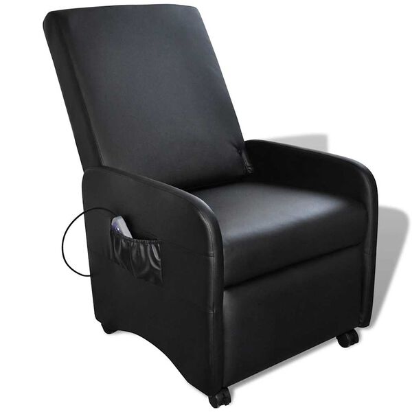 vidaXL Fauteuil de massage Noir Similicuir