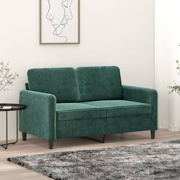 vidaXL Canap&eacute; &agrave; 2 places Vert fonc&eacute; 120 cm Velours
