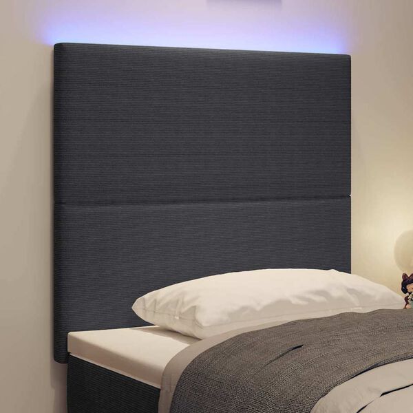 vidaXL Tête de lit LED avec des lumières à LED Gris foncé 80 cm tissu