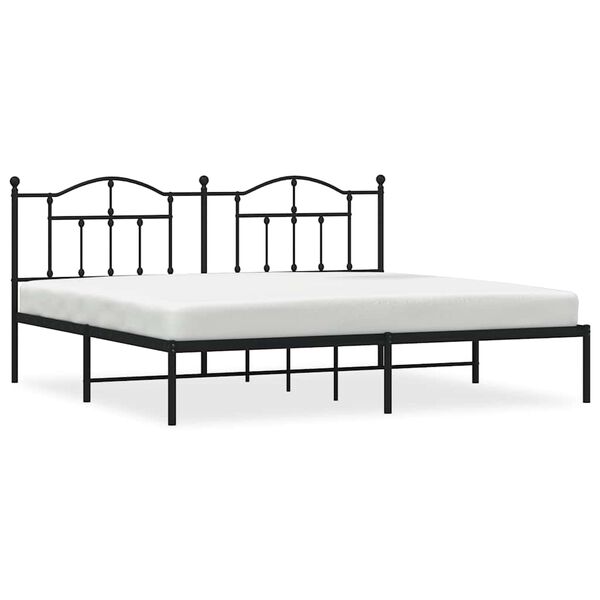 vidaXL Cadre de lit m&eacute;tal sans matelas avec t&ecirc;te de lit noir 193x203cm