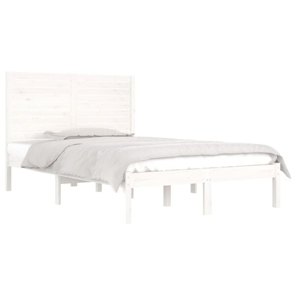 vidaXL Cadre de lit sans matelas blanc 140x190 cm bois massif