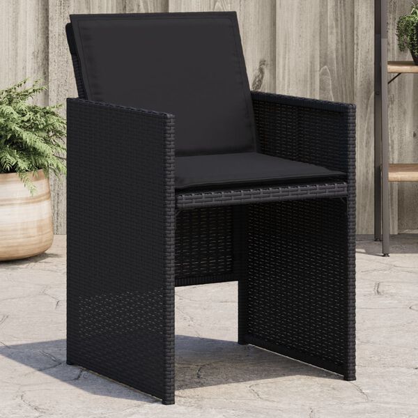 vidaXL Chaises de jardin lot de 4 avec coussins noir r&eacute;sine tress&eacute;e