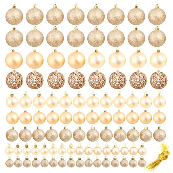 vidaXL Ensemble de boules de No&euml;l 100 pcs 3/4/6 cm Rose/Dor&eacute;