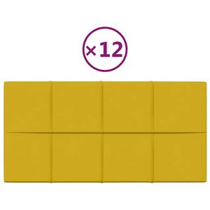 vidaXL Panneaux muraux 12 pcs Jaune 60x30 cm Velours 2,16 m²