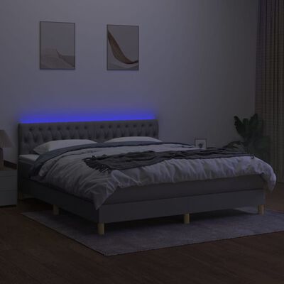 vidaXL Sommier à lattes de lit et matelas et LED Gris clair 180x200 cm
