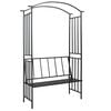 vidaXL Vo&ucirc;te de jardin avec banc Noir 128x50x207 cm Fer