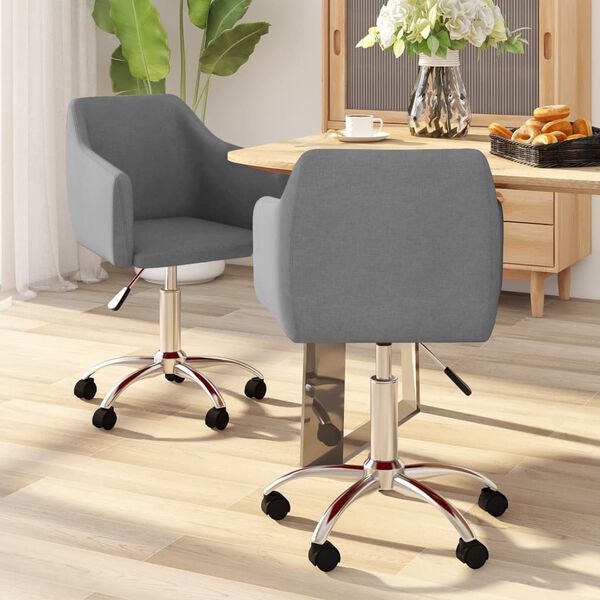 vidaXL Chaises pivotantes &agrave; manger lot de 2 Gris clair Tissu