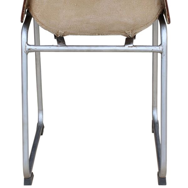vidaXL Chaises &agrave; manger lot de 2 marron beige cuir v&eacute;ritable et toile
