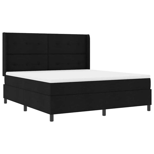 vidaXL Lit &agrave; ressorts avec matelas Noir 180 x 200 cm tissu