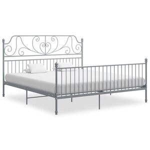 vidaXL Cadre de lit sans matelas gris m&eacute;tal 200x200 cm
