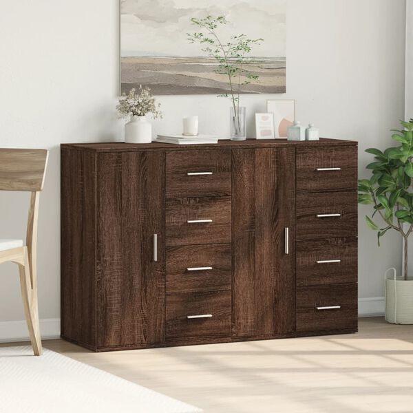 vidaXL Buffets 2 pcs ch&ecirc;ne marron 59x39x80 cm bois d'ing&eacute;nierie