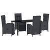 vidaXL Ensemble de salle &agrave; manger pour jardin 5 pc Noir polyrotin