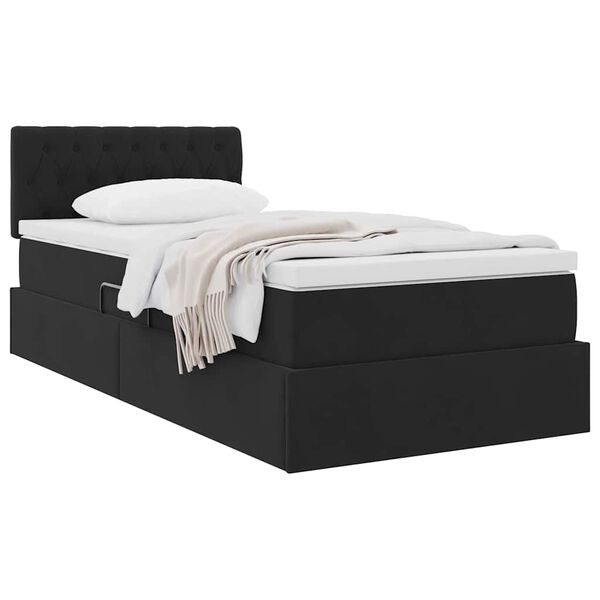 vidaXL Lit de Rangement avec matelas Noir 100 x 200 cm Velours