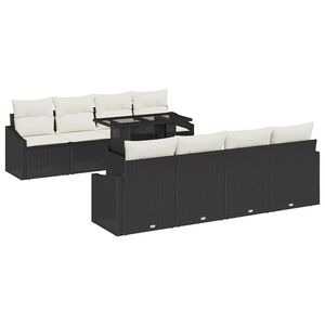vidaXL Ensemble de canap&eacute; de jardin 9 pc Noir polyrotin