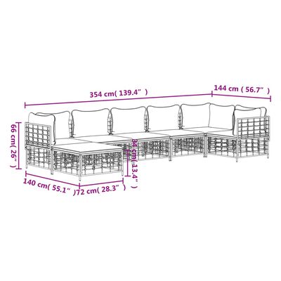 vidaXL Salon de jardin 7 pcs avec coussins anthracite résine tressée