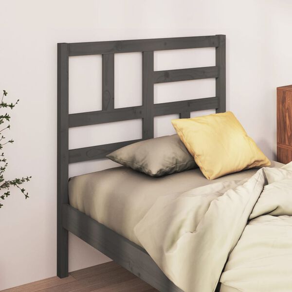 vidaXL T&ecirc;te de lit Gris 106x4x104 cm Bois massif de pin