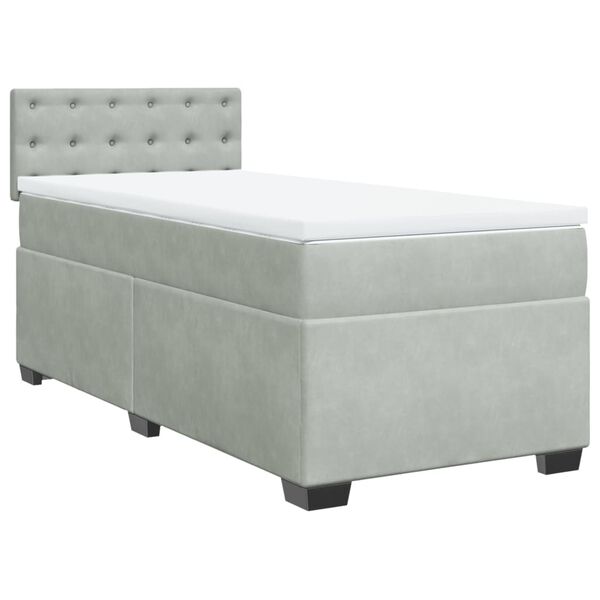 vidaXL Sommier &agrave; lattes de lit et matelas Gris clair 80x200 cm Velours