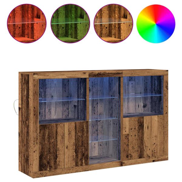 vidaXL Buffet LED Bois ancien 162 x 37 x 100 cm Bois d'ing&eacute;nierie