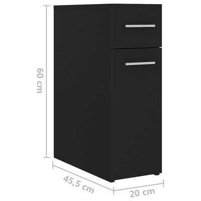 vidaXL Armoire d'apothicaire Noir 20x45,5x60 cm Aggloméré