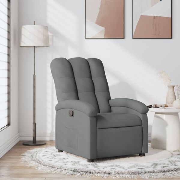 vidaXL Fauteuil inclinable en tissu gris fonc&eacute;