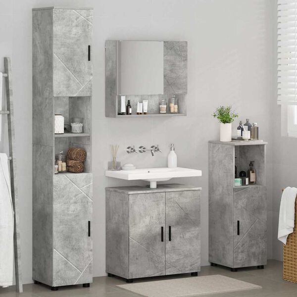 vidaXL Ensemble de mobilier de salle de bain 4 pcs Gris b&eacute;ton