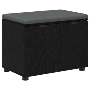 vidaXL Banc d'entr&eacute;e avec coussin Ch&ecirc;ne Noir 60 x 38 x 46 cm