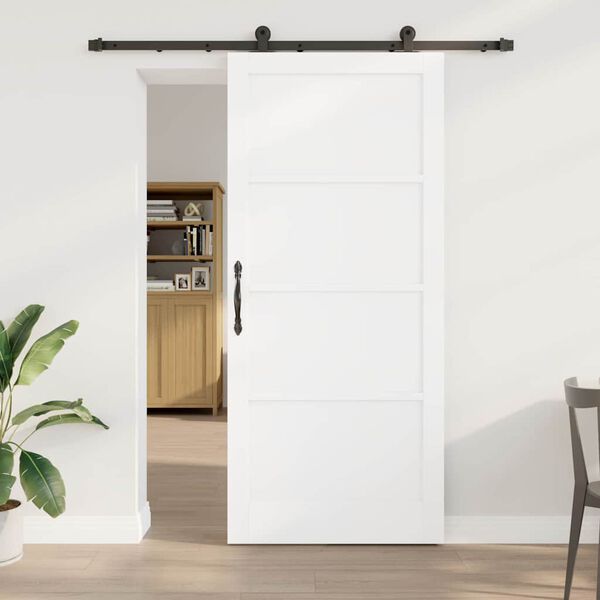 vidaXL Porte coulissante Blanc et Noir 93 x 211 cm Pin massif