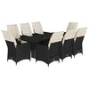 vidaXL Ensemble &agrave; manger de jardin 9pcs coussins noir r&eacute;sine tress&eacute;e