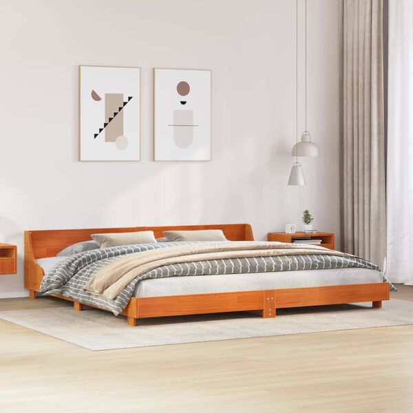 vidaXL Cadre de lit sans matelas cire marron 200x200cm bois pin massif