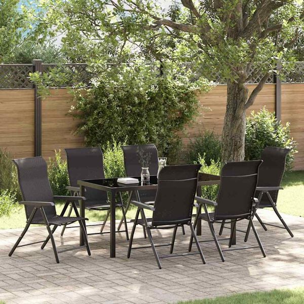 vidaXL Ensemble de salle à manger pour jardin 7 pcs Noir café