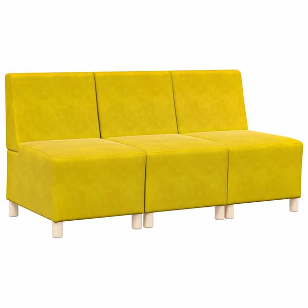 vidaXL Unit&eacute; de Sofa Modulaire Sans Accoudoirs 3 pcs Jaune