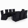 vidaXL Ensemble &agrave; manger de jardin avec coussins 9 pcs noir