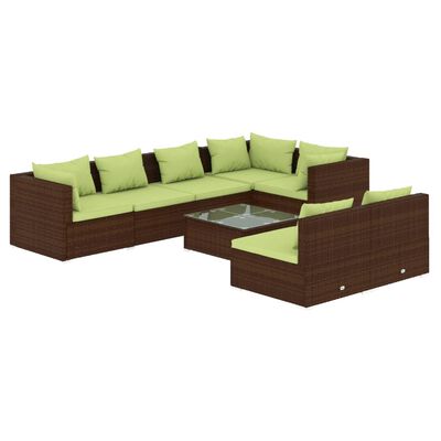 vidaXL Salon de jardin avec coussins 8 pcs marron résine tressée