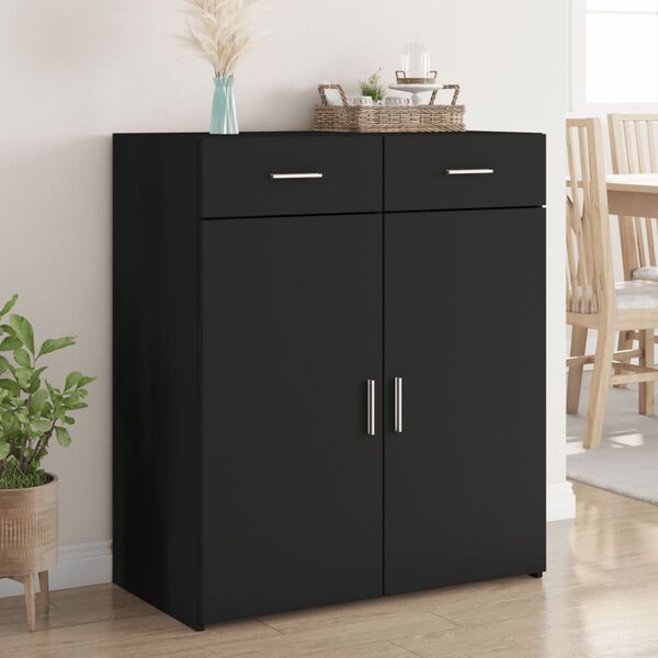 vidaXL Buffet noir 80x42,5x93 cm bois d'ingénierie