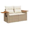 vidaXL Salon de jardin avec coussins 7 pcs beige r&eacute;sine tress&eacute;e acacia