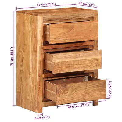 vidaXL Armoire à tiroirs 55x33x75 cm bois d'acacia massif