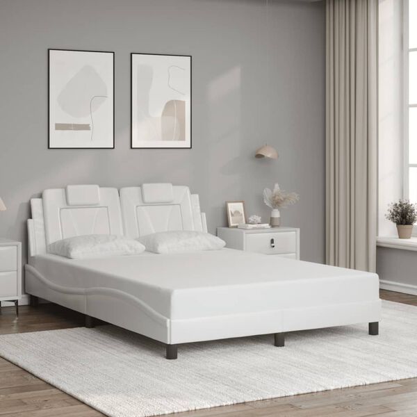 vidaXL Cadre de lit Viana sans matelas blanc 140x200 cm similicuir