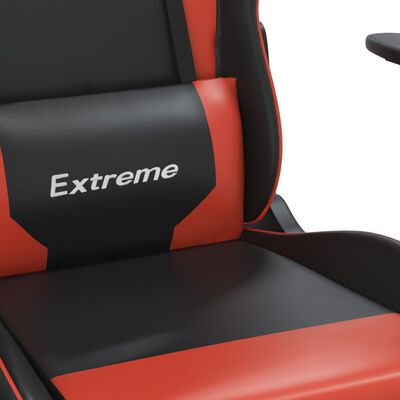 vidaXL Chaise de jeu de massage et repose-pied Noir rouge Similicuir