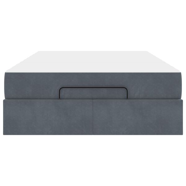 vidaXL Cadre de lit avec matelas avec matelas 2 pcs Gris Fonc&eacute; Velours
