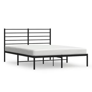 vidaXL Cadre de lit m&eacute;tal sans matelas avec t&ecirc;te de lit noir 150x200cm