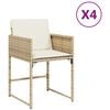 vidaXL Chaises de jardin avec coussins lot de 4 beige r&eacute;sine tress&eacute;e